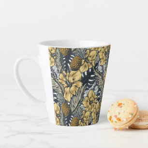 Luxuriöse Elegange Gold N'Black Tropical Blume Milchtasse