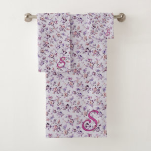 Luxuriöse Elegant Floral (A-Z) Badetuch Set
