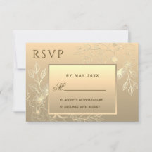 Luxuriöse Elegant Floral Gold Spitzen Einladung Ho