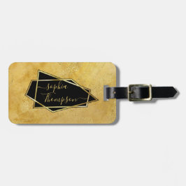 Luxuriöse Elegant Gold Glitzer Marmorschrift Gepäckanhänger