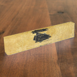Luxuriöse Elegant Gold Glitzer Marmorschrift Namensplakette