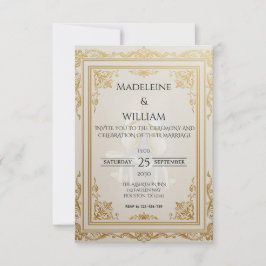 Luxuriöse Elegant Gold Wedding RSVP Karte