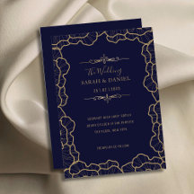 Luxuriöse Elegant Navy Blue Gold Blume Hochzeit