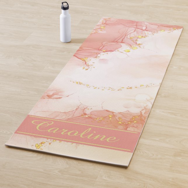 Luxuriöse Elegant Rosa Gold Marmordekor Name Yogamatte (Beispiel)