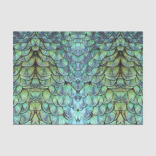 Luxuriöse Elegante Aquamarine Pfauenbackfedern Seidenpapier
