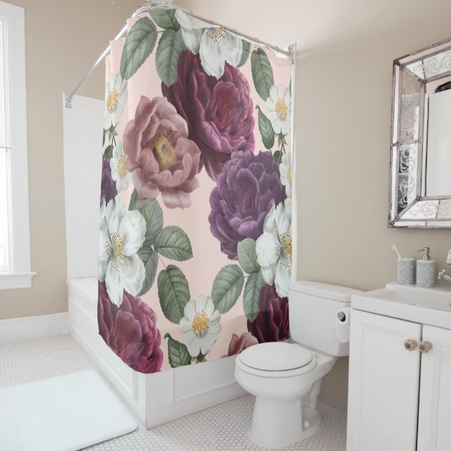 Luxuriöse elegante Florals Rose Lila Duschvorhang (Beispiel)