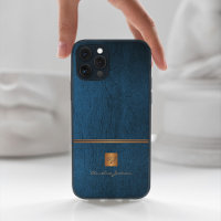 Luxuriöse elegante Gold Glitzer Blau mit Monogramm