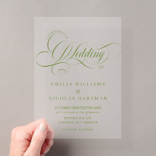 Luxuriöse elegante grüne Hochzeitseinladung Acryleinladungen