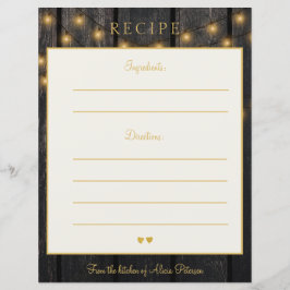 Luxuriöse elegante Holz Gold Typografie Rezept Kar
