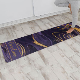 Luxuriöse Elegante Lila Marmormetalle Name Yogamatte