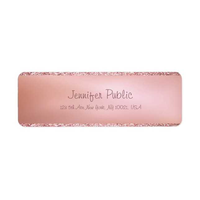 Luxuriöse Elegante Rose Gold Moderne Skriptrückgab (Vorne)