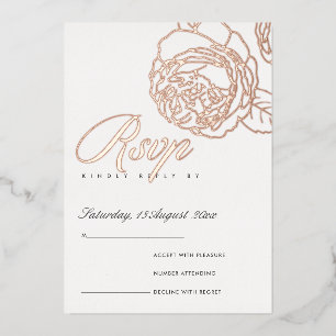LUXURIÖSE ELEGANTE ROSÉ GOLDENE BLÜTEN-RSVP FOLIENEINLADUNG