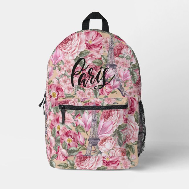 Luxuriöse elegante Rose Paris Pink Bedruckter Rucksack (Vorderseite)