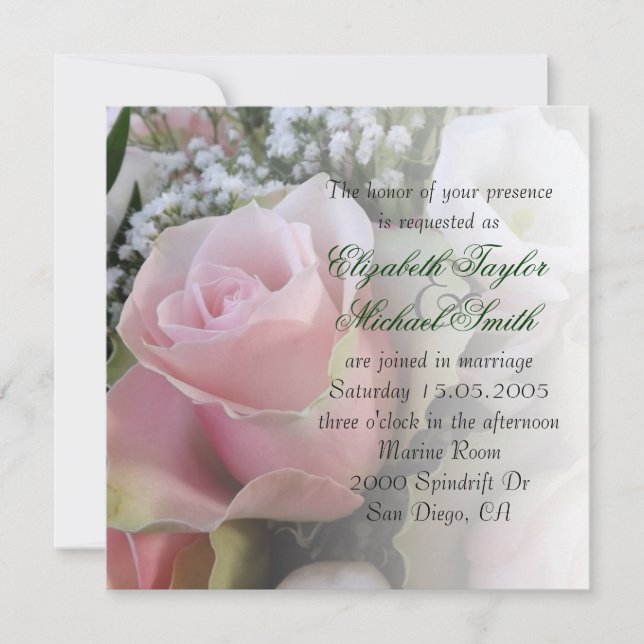 Luxuriöse Elegante Rose Spring Bouquet Wedding Ein Einladung (Vorderseite)