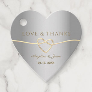 Luxuriöse elegante silberne Hochzeits-Dankeskarten Geschenkanhänger