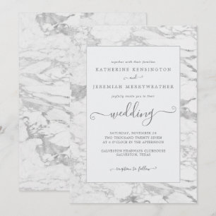 Luxuriöse Elegante Silver Foil Marmor Hochzeit Einladung