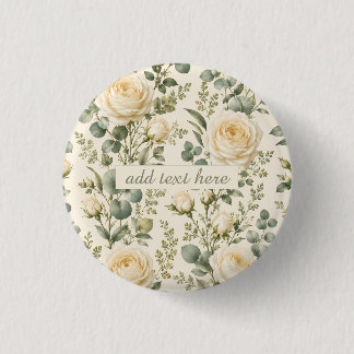 Luxuriöse Elfenbein-Rose und Salbei-Eukalyptus-Hoc Button
