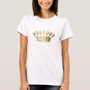 Luxuriöse Esoteric Gold Crown White T-Shirt