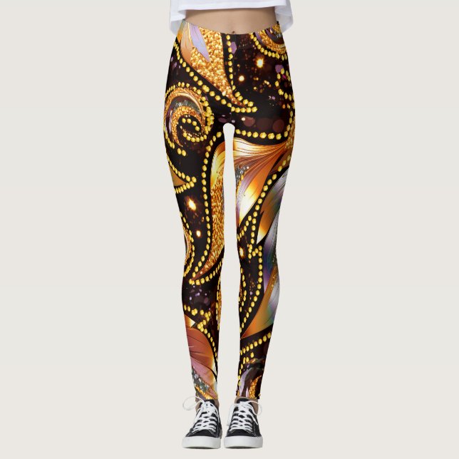 Luxuriöse Feathers Abstrakt Leggings (Vorderseite)
