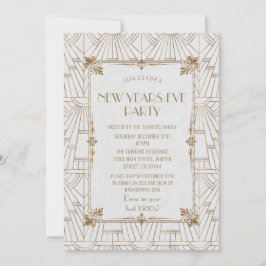 Luxuriöse Fleur-de-Lis Goldenes Déco New Year Part Einladung