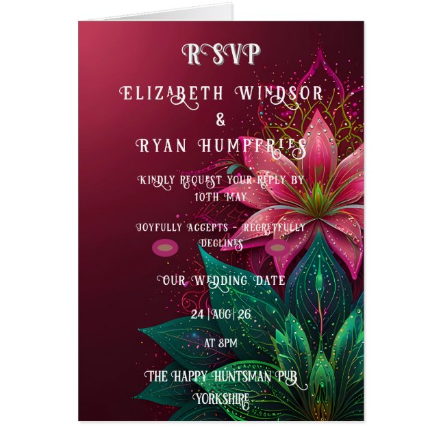 Luxuriöse Floral Wedding Invitation Suite (Vorne)