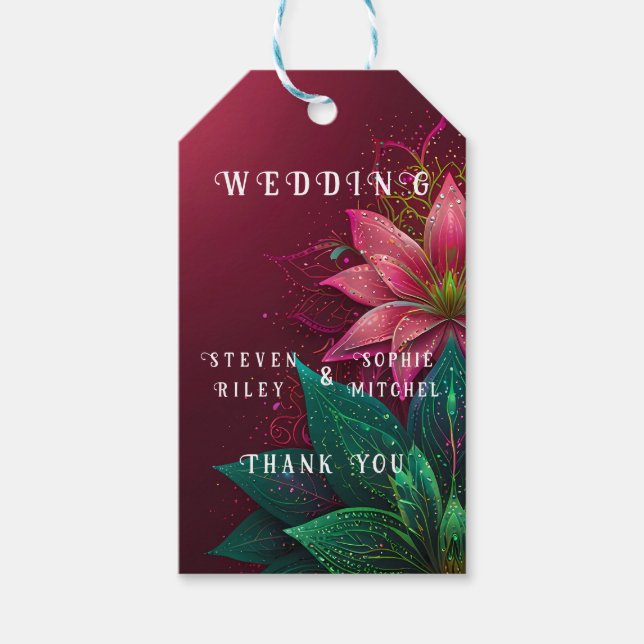 Luxuriöse Floral Wedding Invitation Suite Geschenkanhänger (Vorderseite)