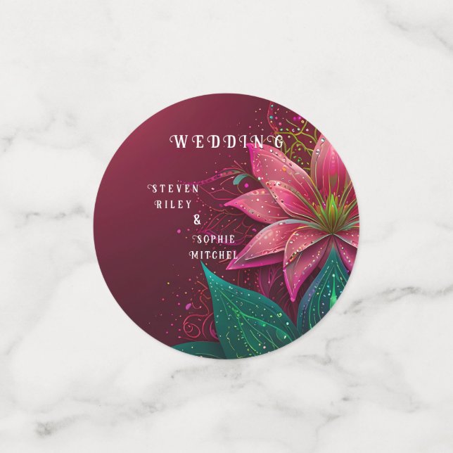 Luxuriöse Floral Wedding Invitation Suite Konfetti (Klein Vorderseite)