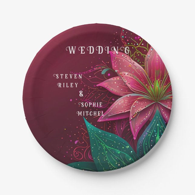 Luxuriöse Floral Wedding Invitation Suite Pappteller (Vorderseite)