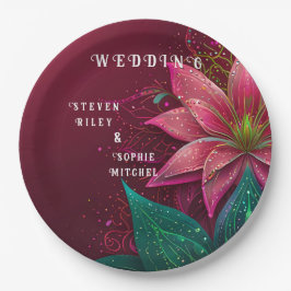 Luxuriöse Floral Wedding Invitation Suite Pappteller
