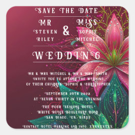 Luxuriöse Floral Wedding Invitation Suite Quadratischer Aufkleber