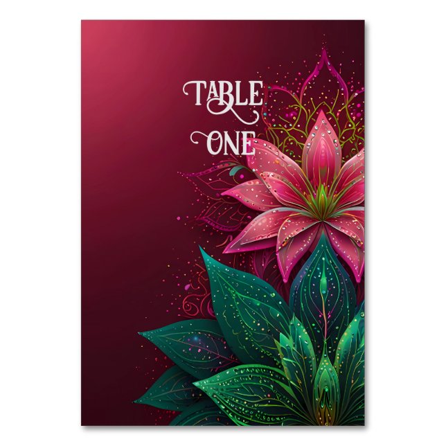 Luxuriöse Floral Wedding Invitation Suite Tischnummer (Rückseite)
