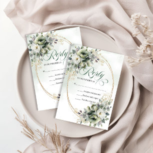 Luxuriöse Florale Boho-Eukalyptus-Grüne Hochzeits- RSVP Karte