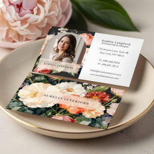 Luxuriöse florale Foto-Arch Innenausstattungsdesig Visitenkarte