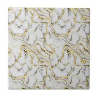 Luxuriöse Flüssig-Gold-Weißmarmor-Textur Fliese