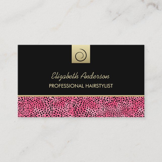 Luxuriöse Friseursalon Pink Cheetah Print Hair Sal Visitenkarte (Vorderseite)