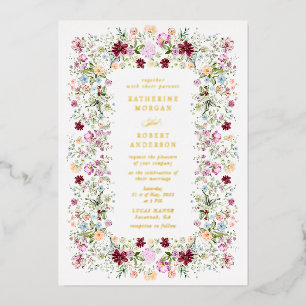 Luxuriöse Frühlingsgarten-Hochzeitseinladung Folieneinladung