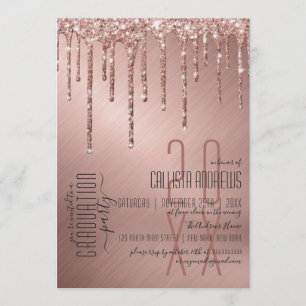 Luxuriöse Funkelnd Rose Gold Glitzer Tropfen Absch Einladung