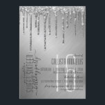 Luxuriöse Funkelnd Silver Glitzer Tropfen Sweet 16 Einladung<br><div class="desc">Dieses elegante und luxuriöse 16 . Geburtstag Geburtstagsfest lädt zu einem glamourösen Event ein. Es verfügt über Imitate, die auf funkelnd silbernen Glitzer-Tropfen auf silber gebürstetem metallischem Hintergrund gedruckt wurden. Es ist ein modernes, elegantes und hübsches Design mit einem Hollywood-Ambiente. ***WICHTIGE HINWEIS FÜR DESIGN: Für individuelle Designanfragen, wie z.B. passende...</div>