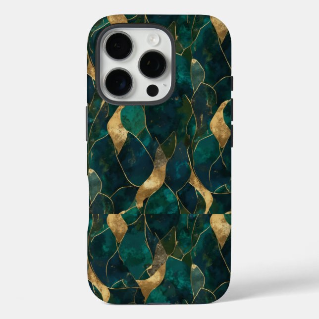 Luxuriöse Geometric Abstrakt iPhone 16 Pro Tough C Hülle (Rückseite)