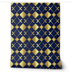 Luxuriöse Geometrie aus Gold und Navy Tapete