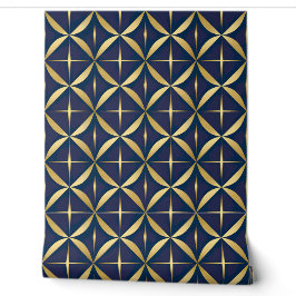 Luxuriöse Geometrie, Gold und Marine Tapete