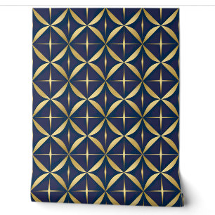 Luxuriöse Geometrie, Gold und Marine Tapete