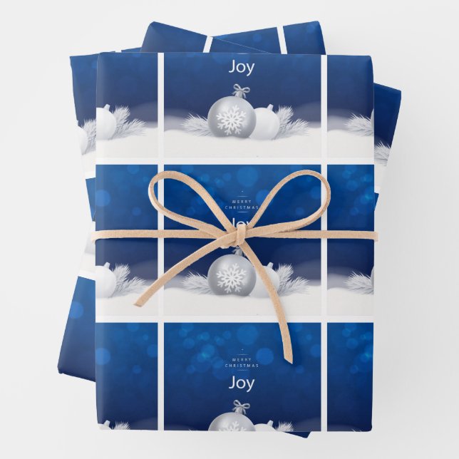 Luxuriöse Geschenkpackung blau weißer Schneeflocke Geschenkpapier Set (Beispiel)
