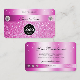 Luxuriöse Girly Pink Glitzer Sparkling Stars Logo  Visitenkarte