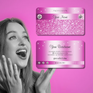 Luxuriöse Girly Pink Glitzer Sparkling Stars Visitenkarte