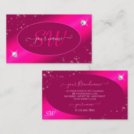 Luxuriöse Girly Pink Glitzer Stars Diamonds Initia Visitenkarte
