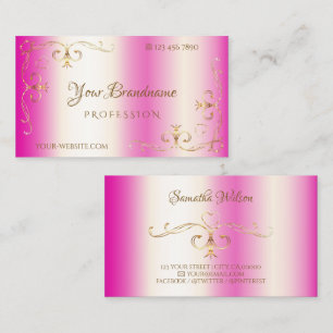 Luxuriöse Girly Pink Gold Verziert Corner Visitenkarte
