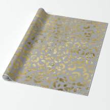 Luxuriöse Glam Gold Gray Leopard Print