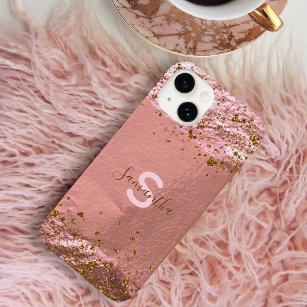 Luxuriöse Glam Rose Gold Foil Glittery Chic Stilvo Case-Mate iPhone 14 Hülle