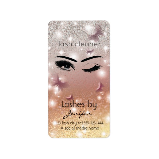 Luxuriöse Glitterwink lash Verlängerung lash reini Adressaufkleber (Vorne)